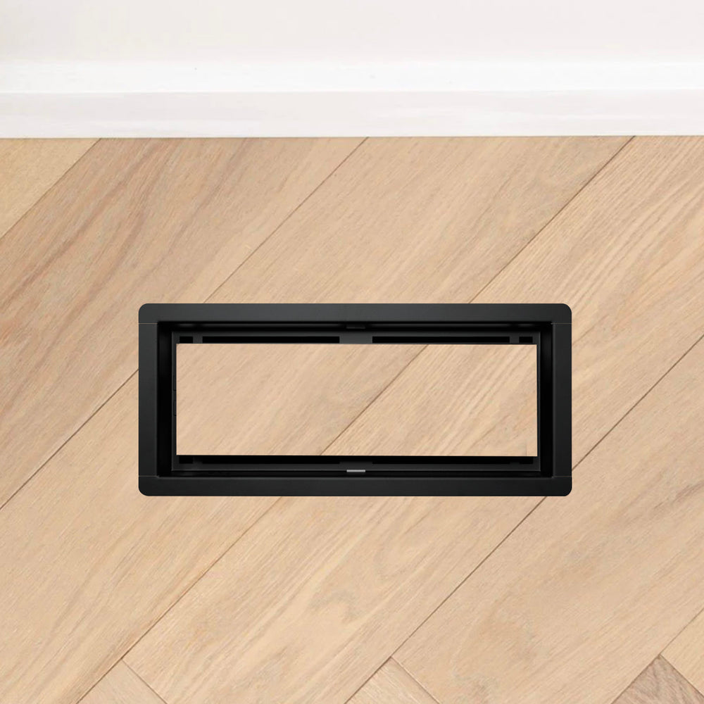 
                  
                    DAVENTE Magnetic Matte Black Top Mount Flush Floor Vent for 4" x 10" Duct Opening
                  
                